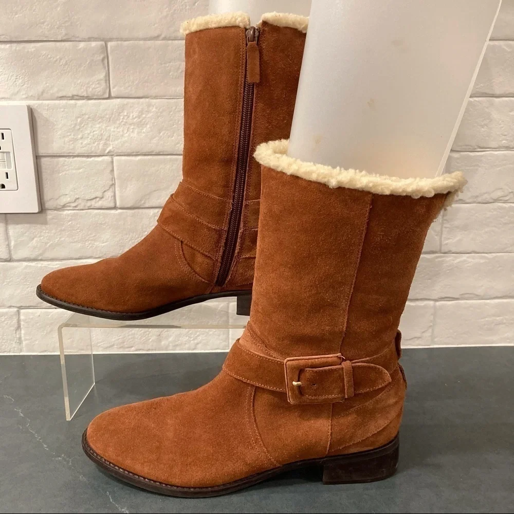 Talbots 8 chestnut suede wool lined boots